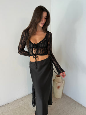 Black Bias Maxi Skirt