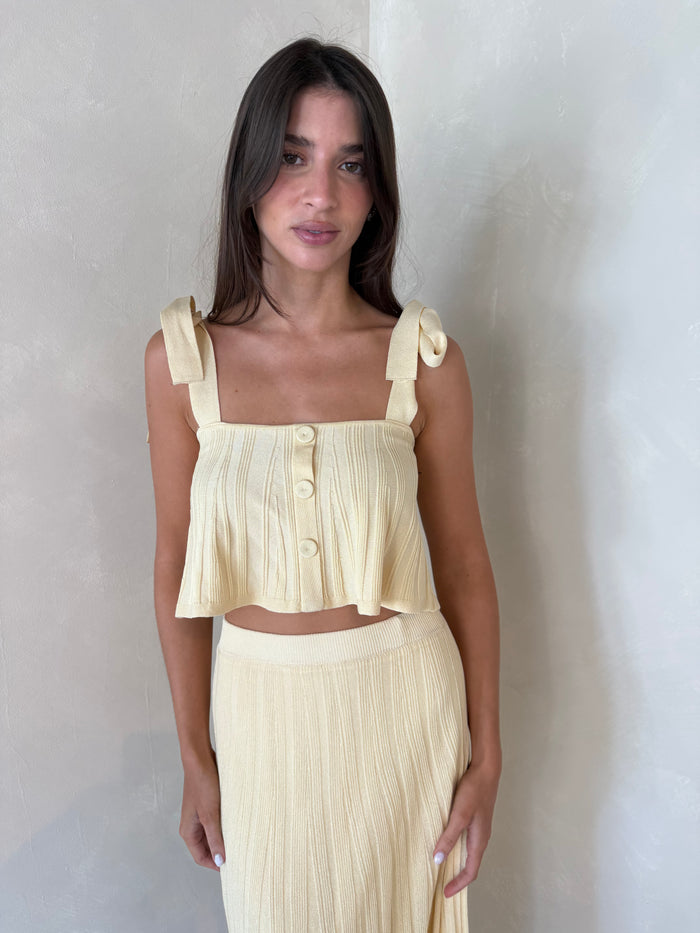 Pleated Top & Midi Skirt Set