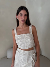 Embroidered  Crop Top And Skirt Set