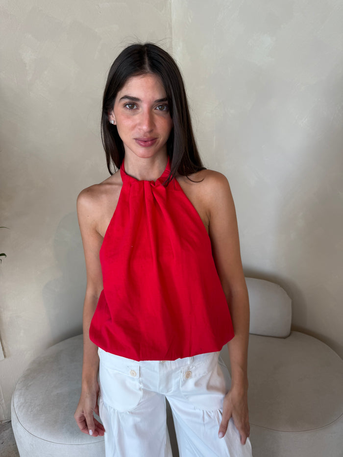 Balloon Hem Halter Top