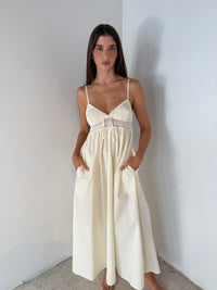 Ivory Poplin Midi Dress