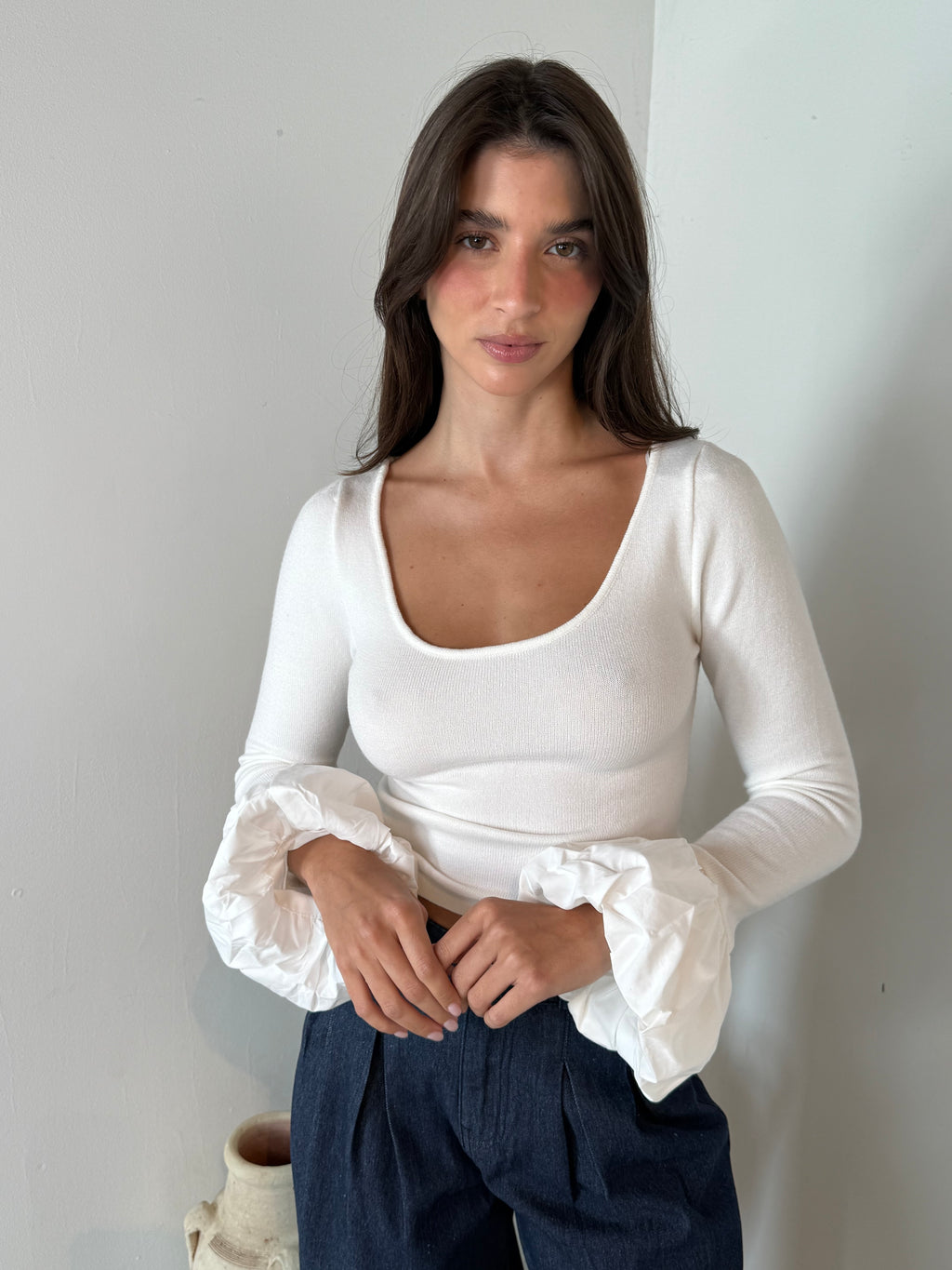 LS Bubble Cuff Top