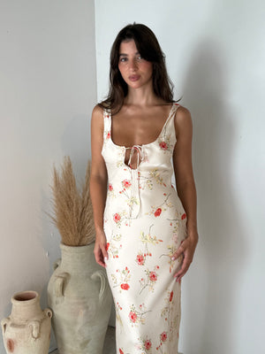 Floral Satin Maxi Dress