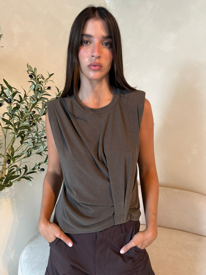 Ribbed Shoulder Pad Top