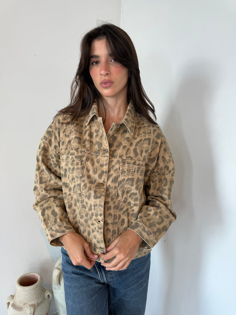 Leopard Denim Jacket