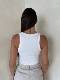 White Ribbed Tank Top