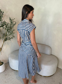 Blue Button Down Stripe Dress