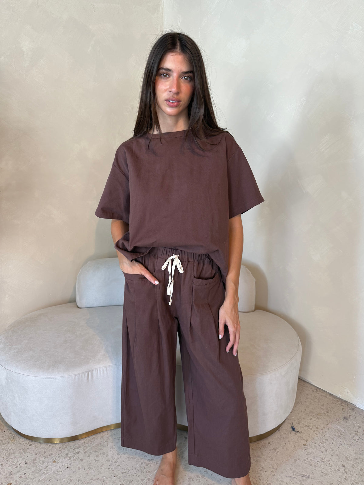 Brown SS Top & Pant Set