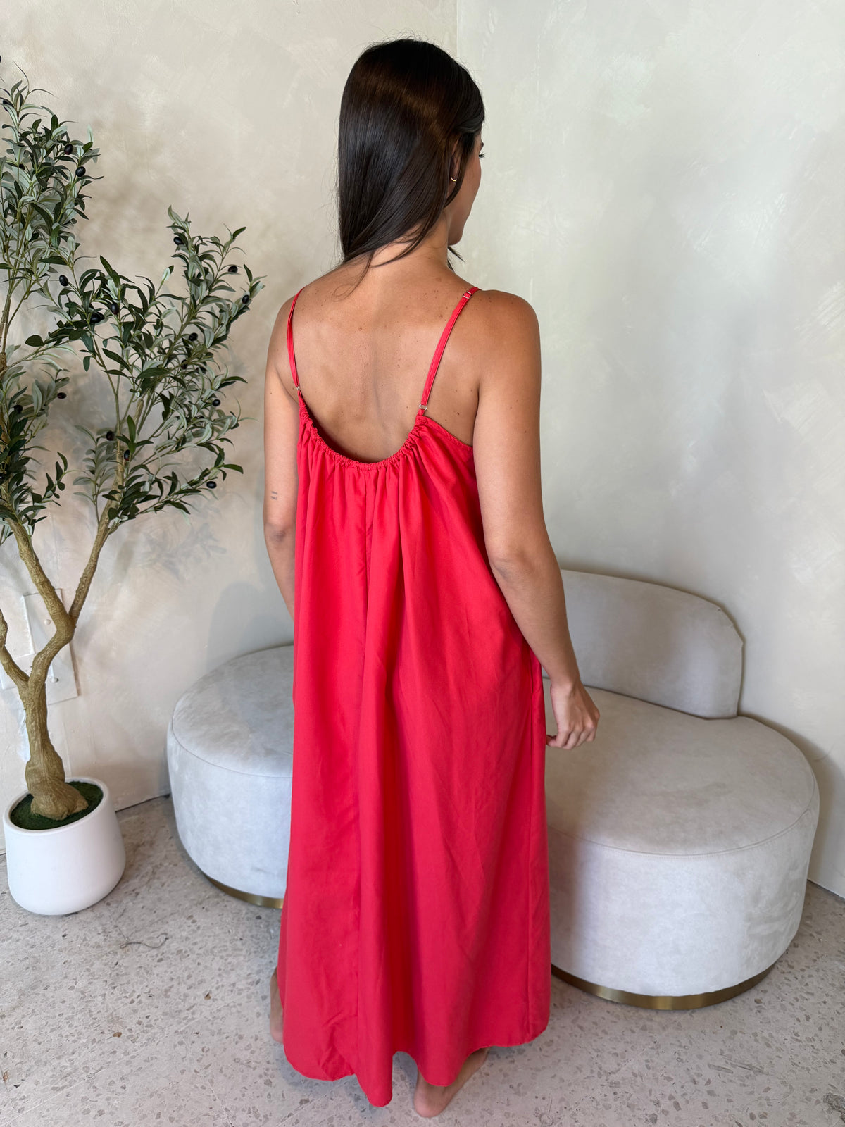 Red Strappy Maxi Dress