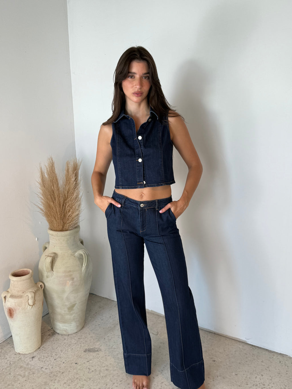 Dark Denim Vest & Pant Set
