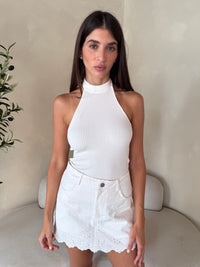 Ribbed Tie Neck Tank Top