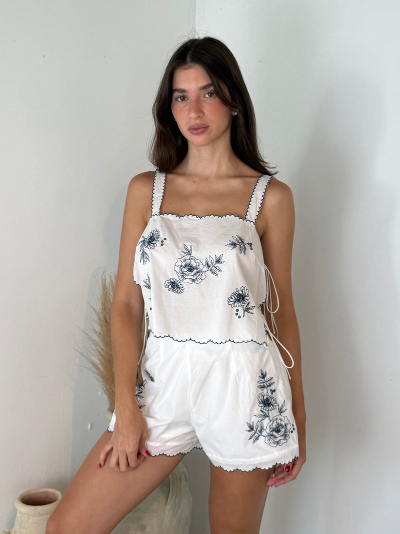 Embroidered Top & Short Set