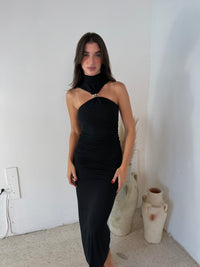 Turtleneck Metal Ring Maxi Dress