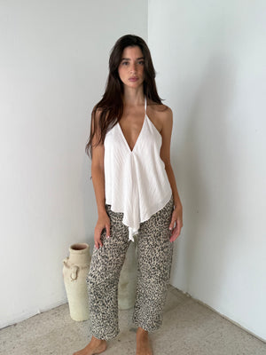 Grey Leopard Denim Pants