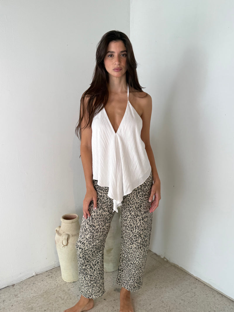 Grey Leopard Denim Pants
