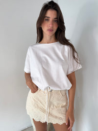Ecru Floral Eyelet Mini Skort