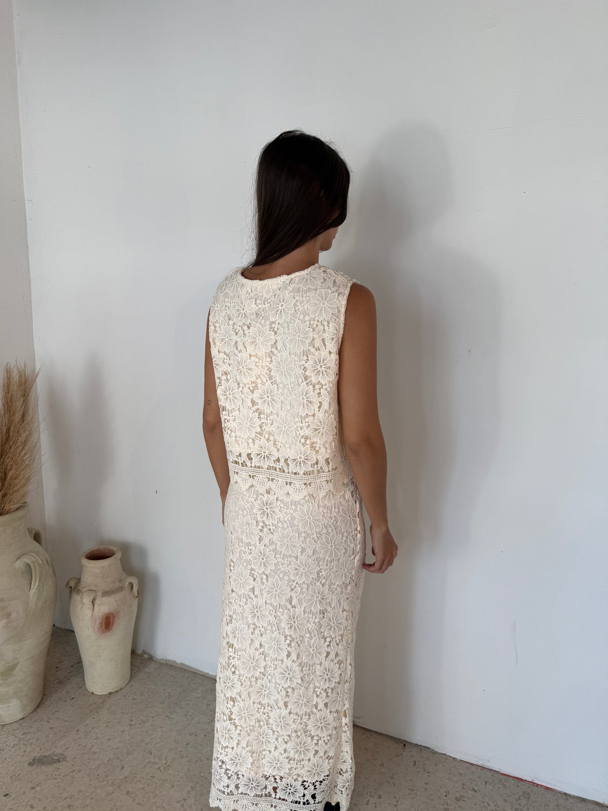 Crochet Sleeveless Top And Skirt Set