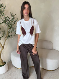 Espresso Satin Drawstring Pant