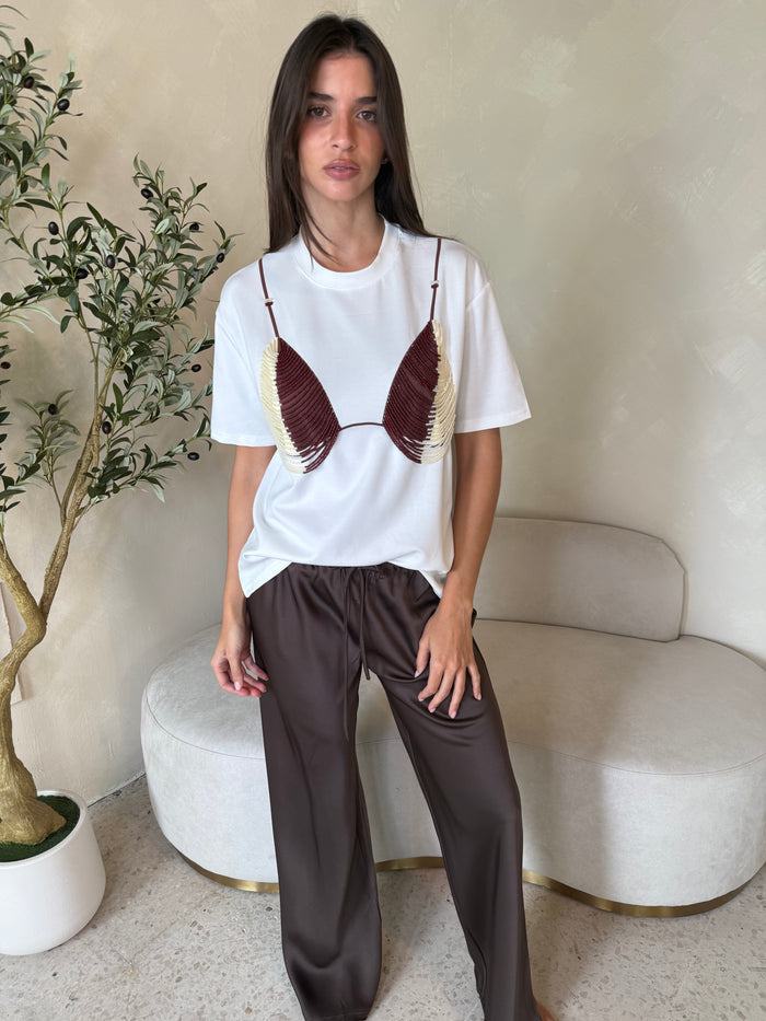 Espresso Satin Drawstring Pant