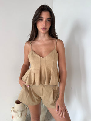 Suede Camel 2pc Set