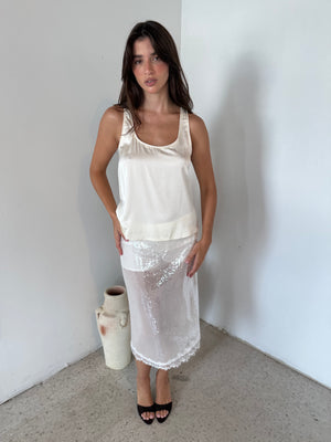 Ivory Satin Top