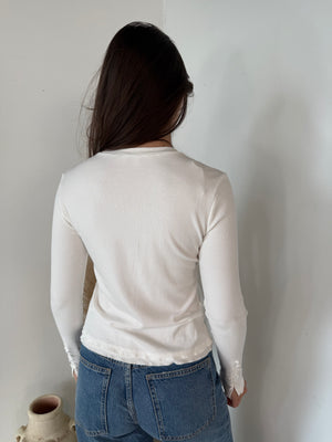 Ribbed LS Button Top