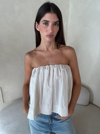Cream Strapless Top