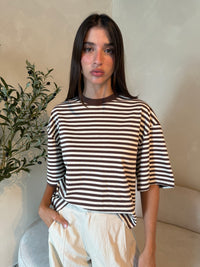 SS Brown Stripe Tee
