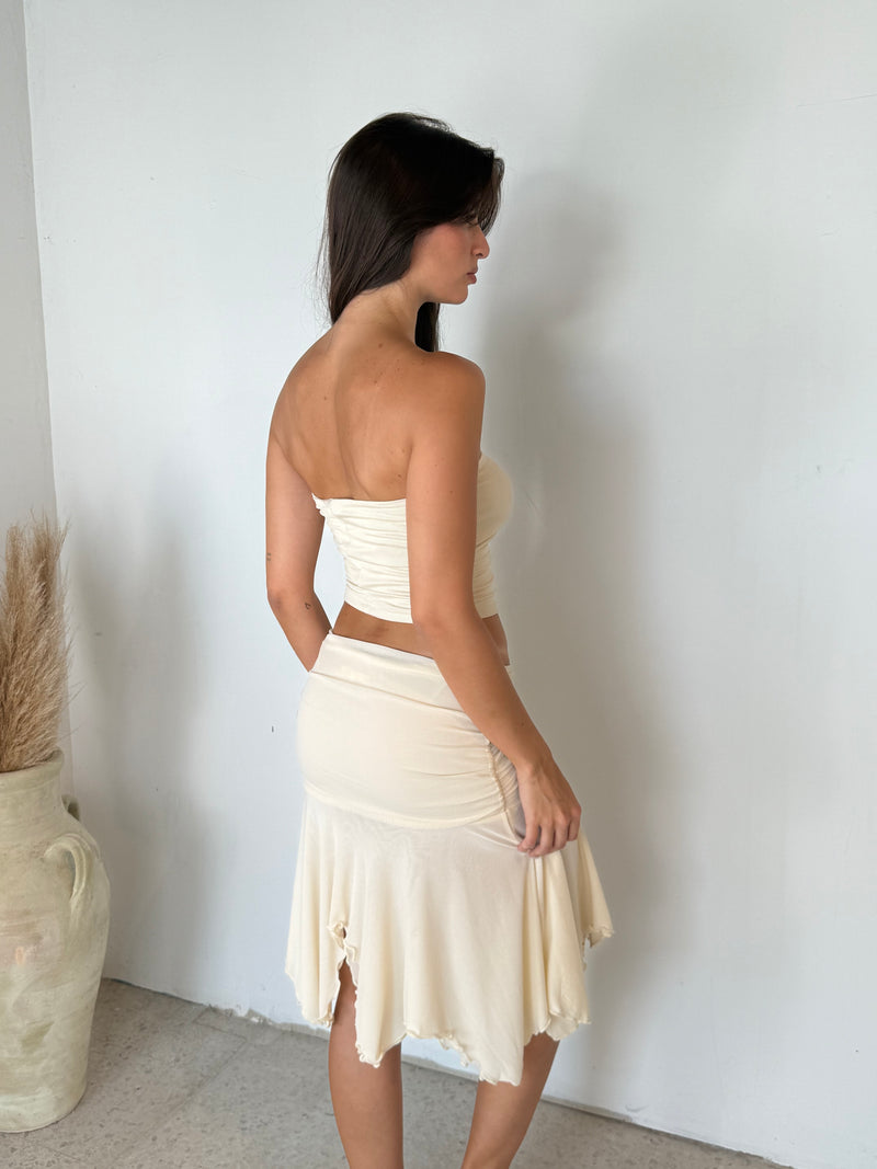 Asymmetrical Hem Mesh Skirt