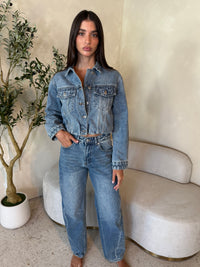 LS Denim Button Down Jacket & Jean Set