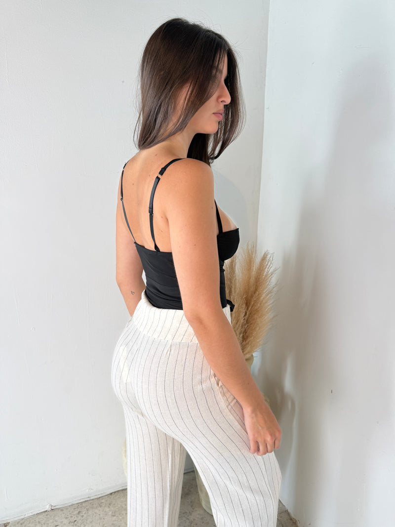 Black Mesh Bustier Bodysuit
