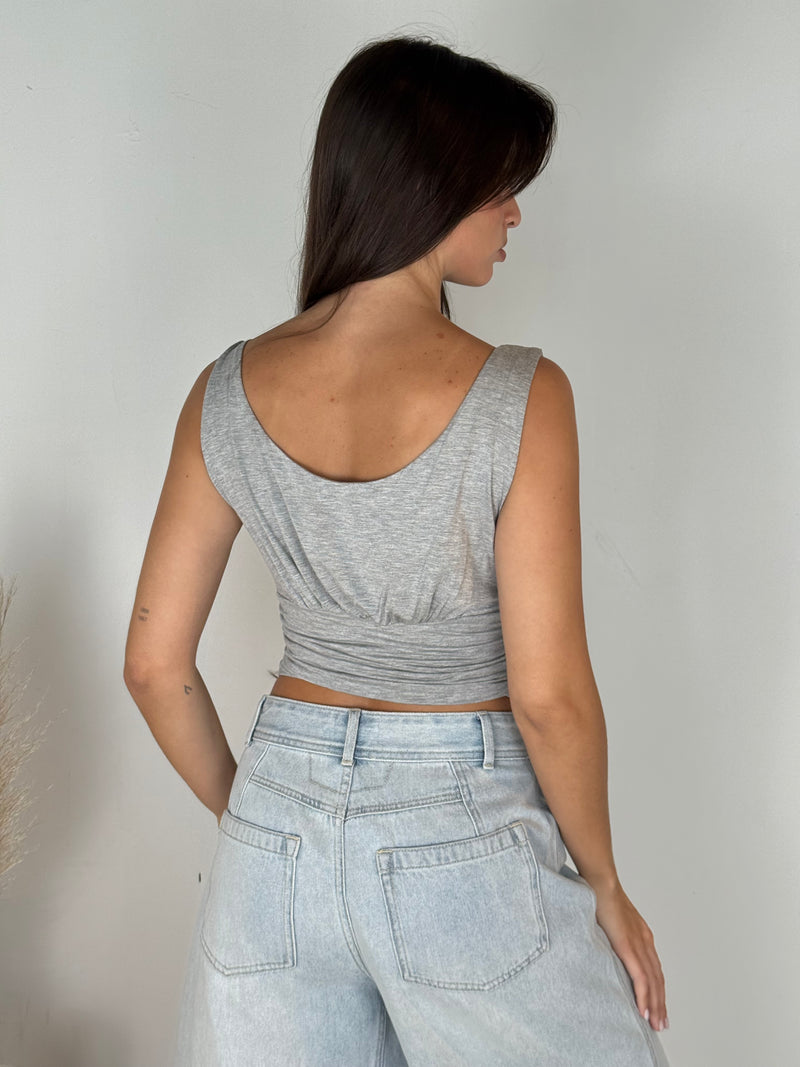 Grey Soft Cowl Neck Top
