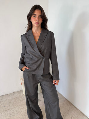 Pin Stripe Grey Blazer & Pant Set