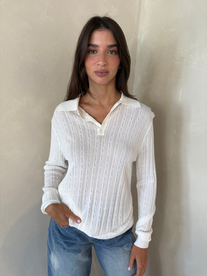 Ivory Textured LS Top