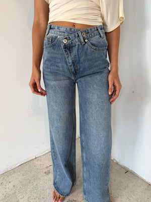 Dark Denim Wash Crossed Button