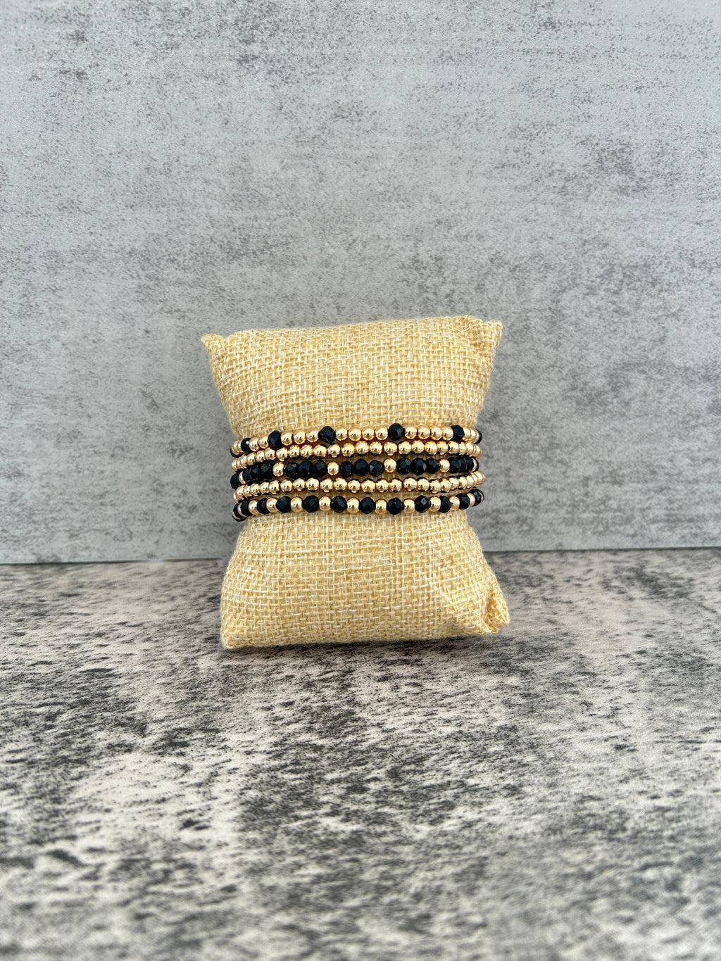 Black Beaded Bracelet Set