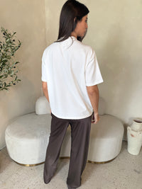 Espresso Satin Drawstring Pant