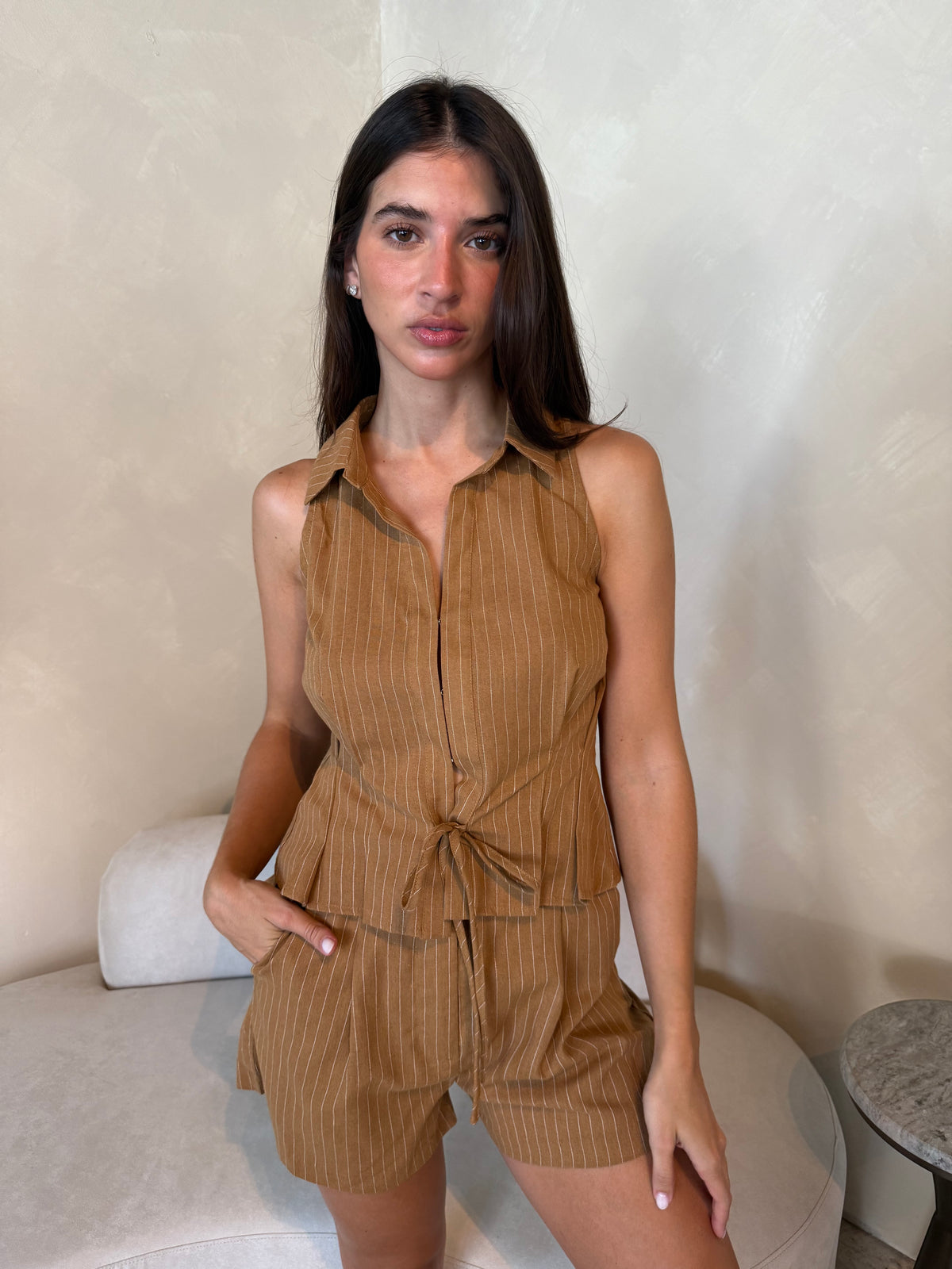 Stripe Vest Top & Short Set