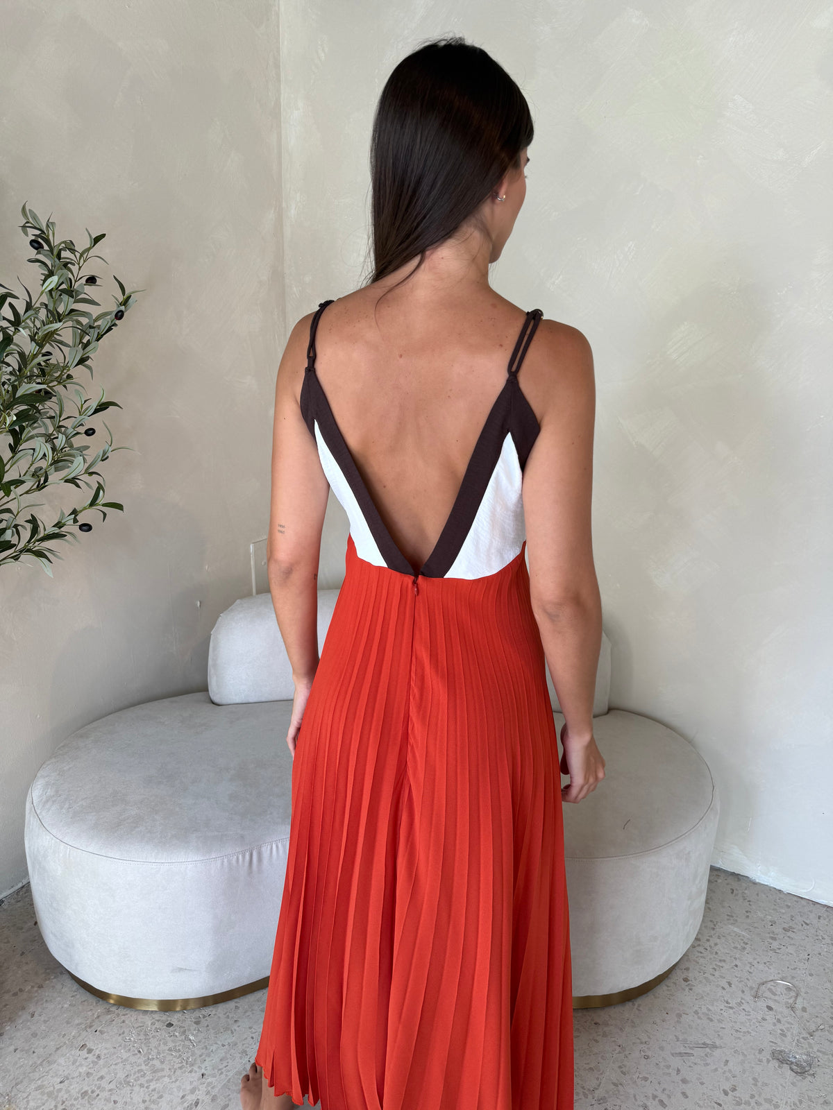 Beaded Pleated Midi Dress