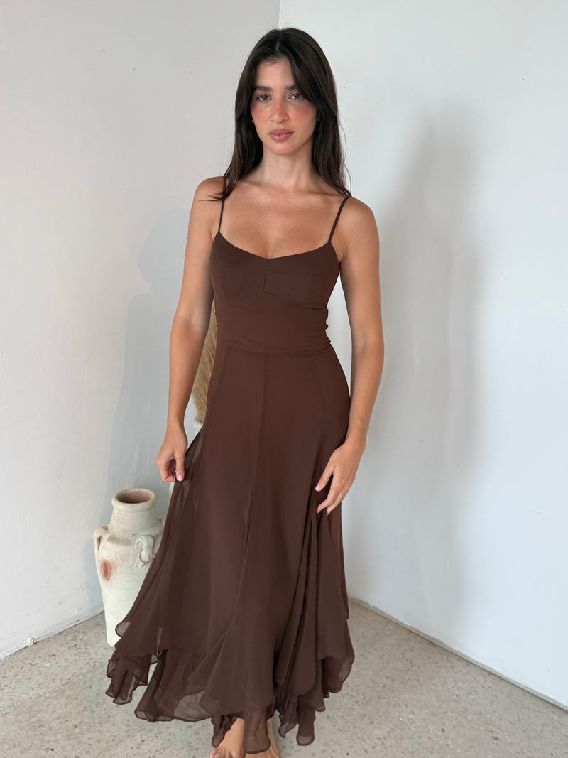 Strappy Ruffle Maxi Dress