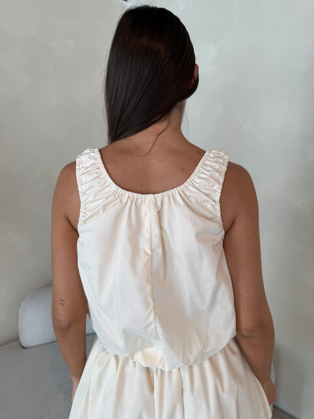 Cream Ruched Set