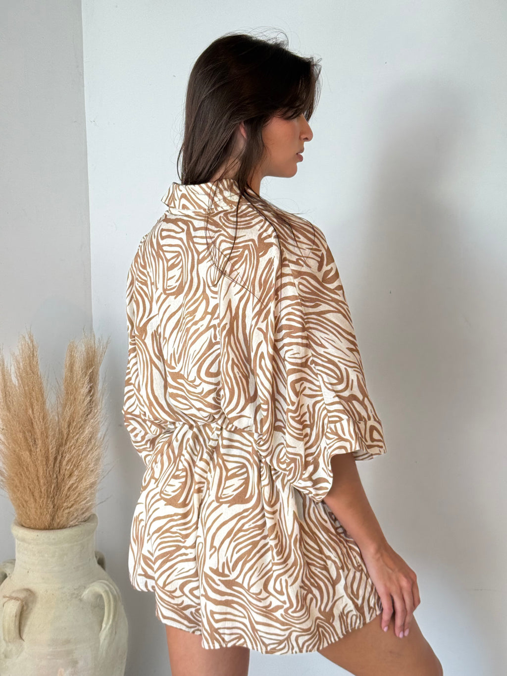 Taupe Printed Romper