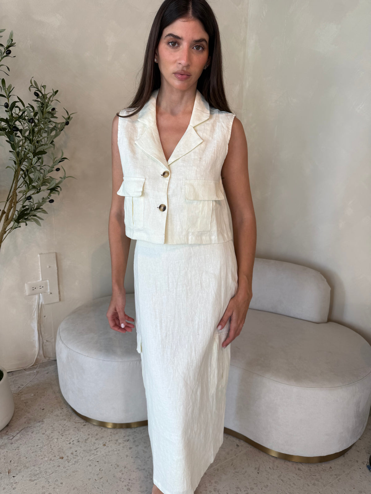 Linen Vest & Cargo Skirt Set