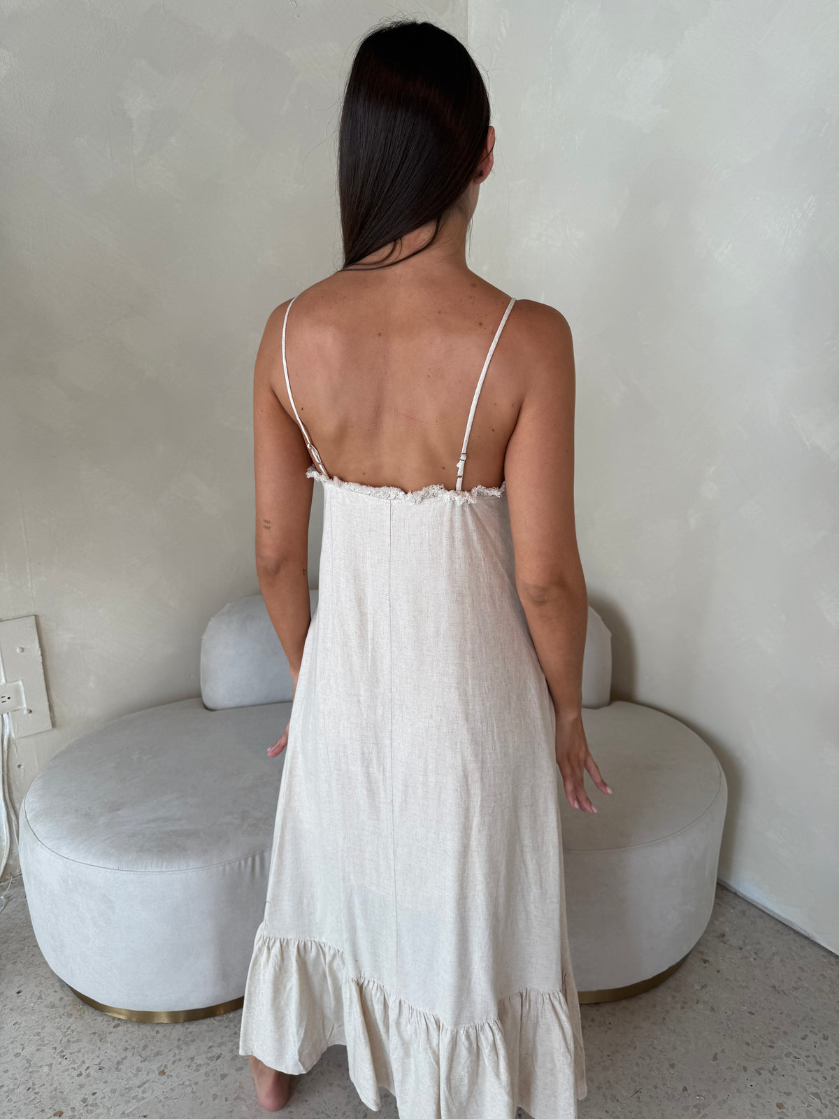 Oat Linen Strappy Maxi Dress