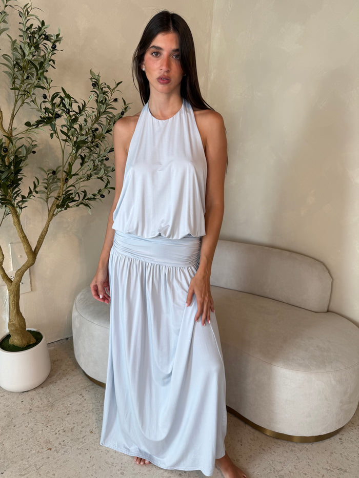 Halter Sky Blue Maxi Dress