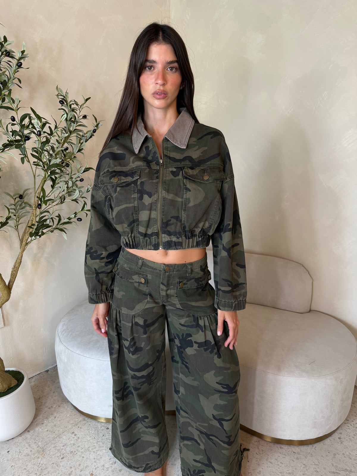 Camo Denim LS Jacket & Pant Set