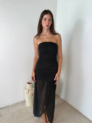 Black Mesh Tube Dress