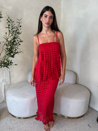 Red Circle Cami Top & Skirt Set