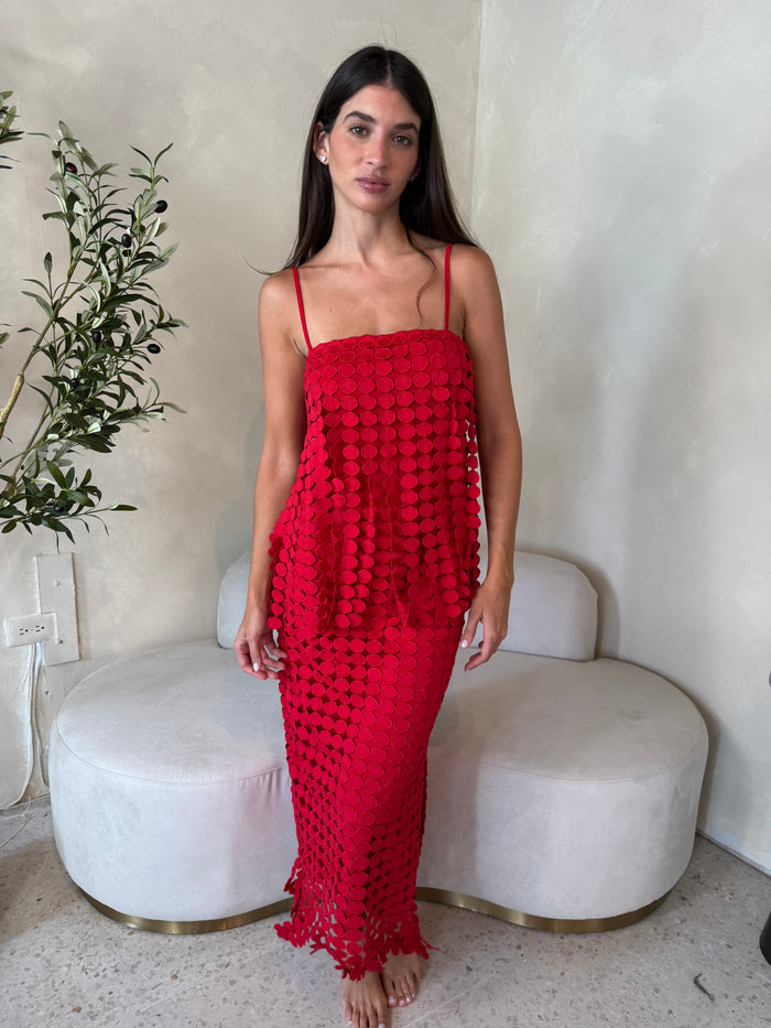 Red Circle Cami Top & Skirt Set