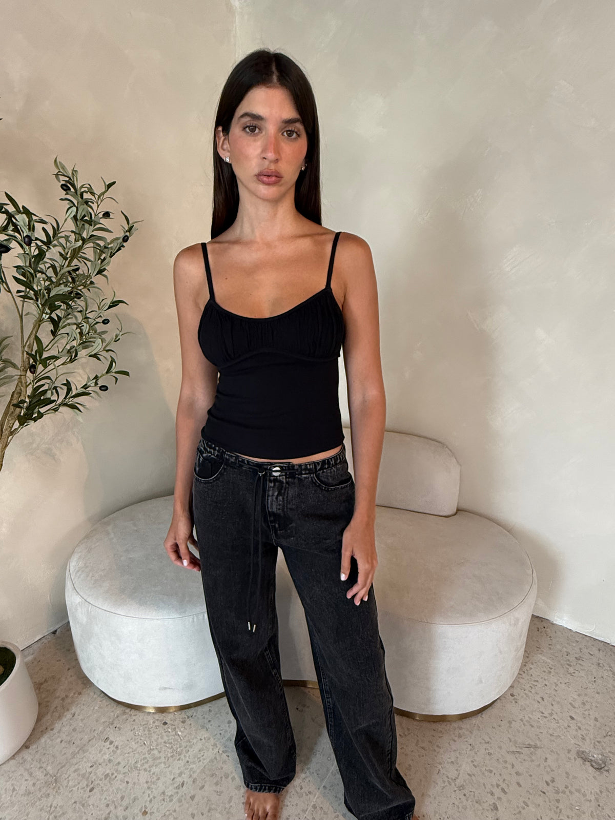 Black Wash Drawstring Jean